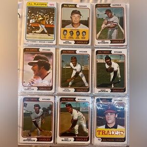 Vintage 1974 Baltimore Orioles Baseball Cards